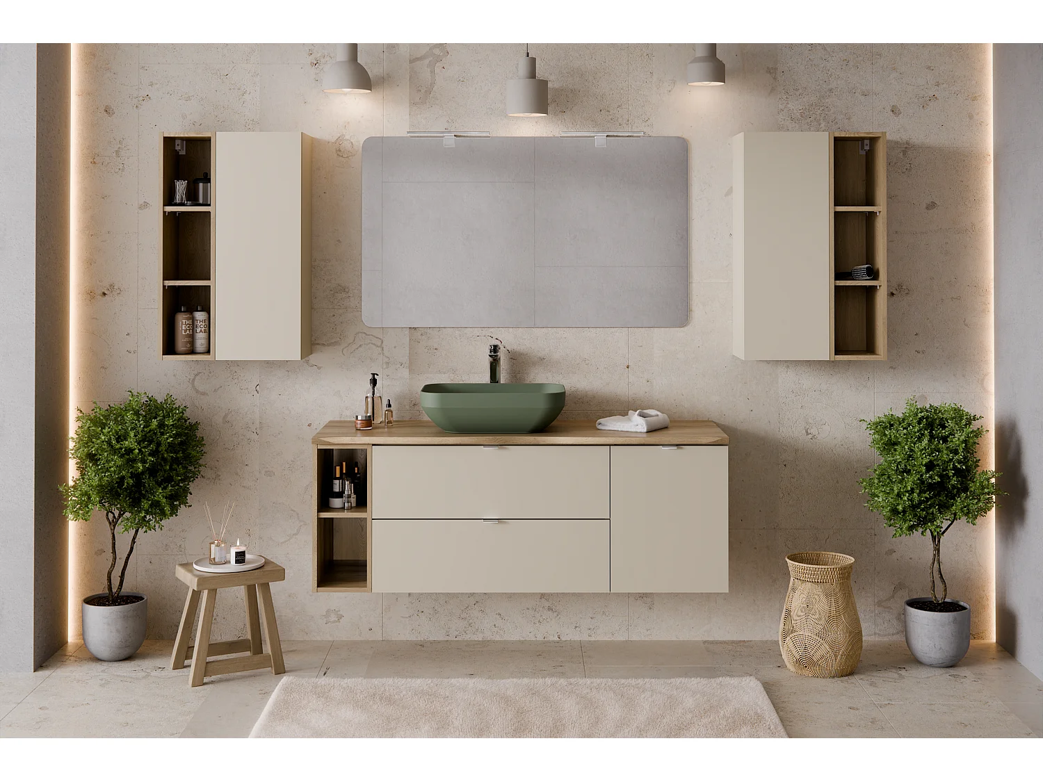 Meuble sous plan 40 cm avec panier à linge DALIA CASHMERE 81-40-1DK