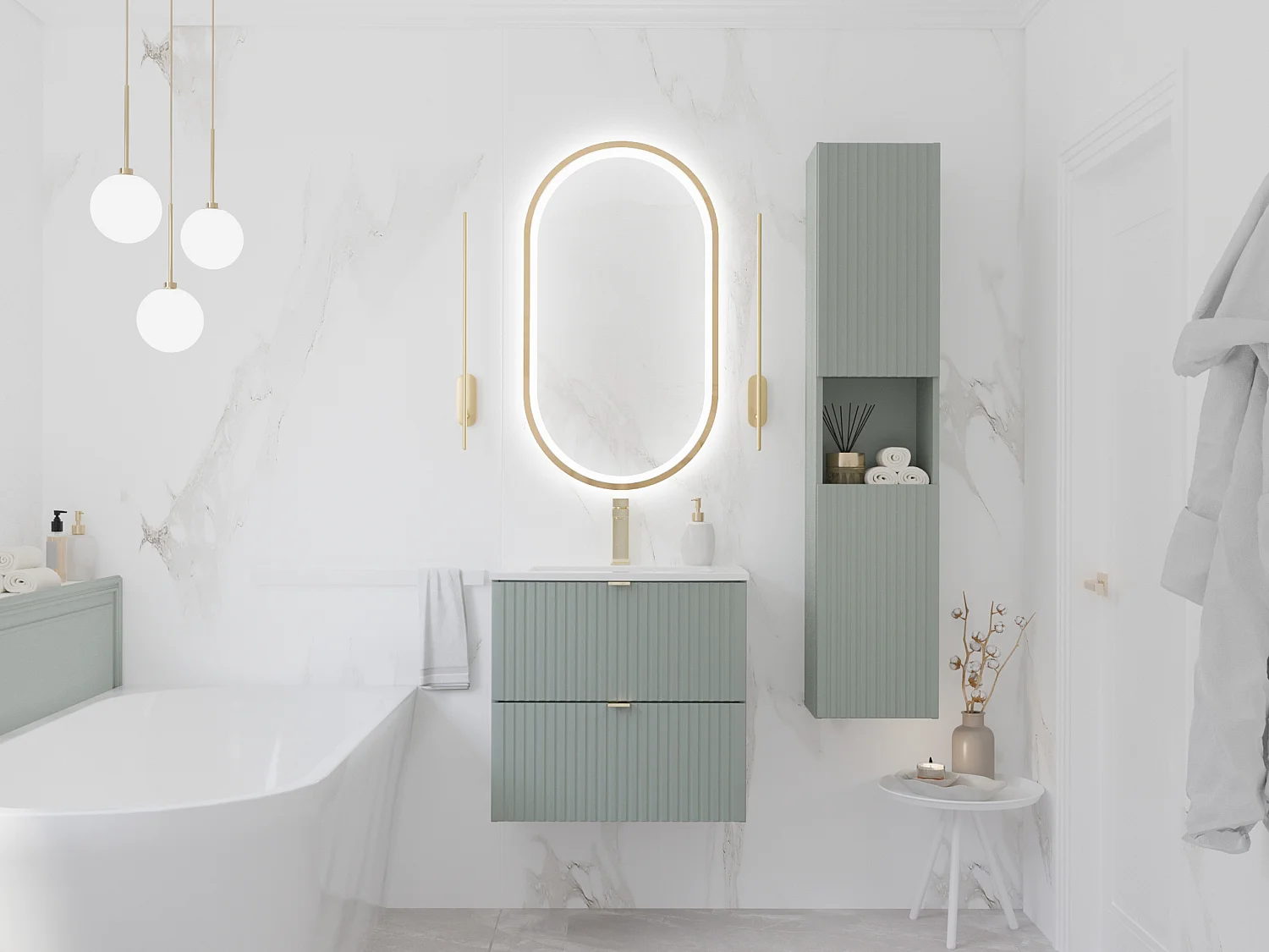 Szafka pod umywalkę LINE REED GREEN D 82-60-2S zielona