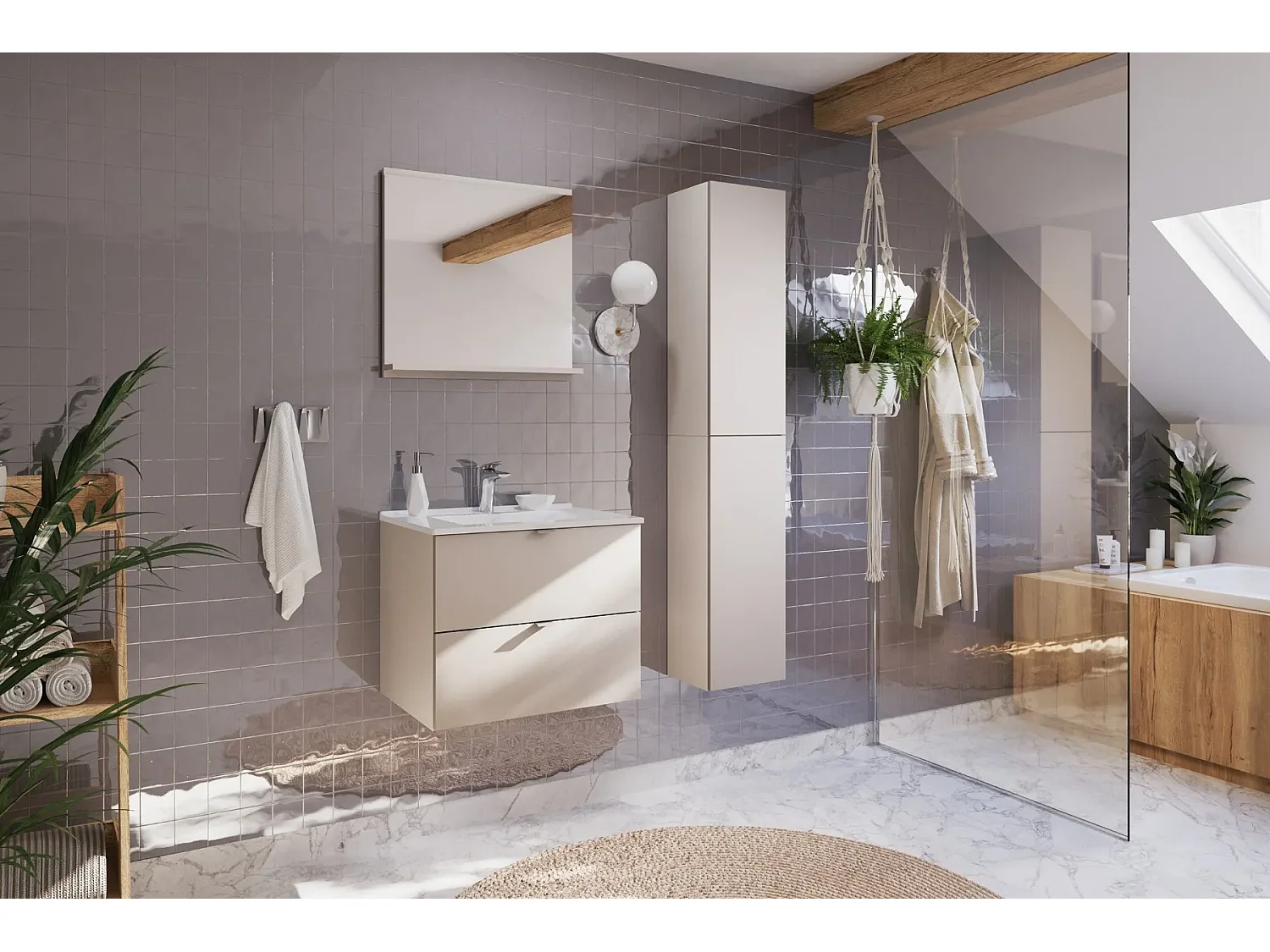 Szafka pod umywalkę DALIA CASHMERE 2S 60cm kaszmirowy mat