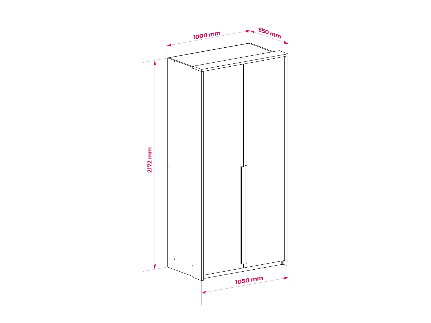 Armadio Guardaroba, Rovere Selvatico, 105 x 217,2 x 65 cm