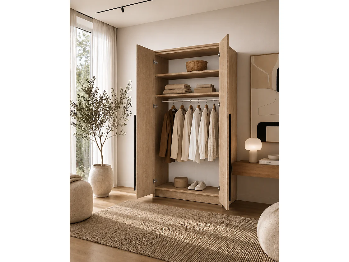 Armadio Guardaroba, Rovere Selvatico, 105 x 217,2 x 65 cm