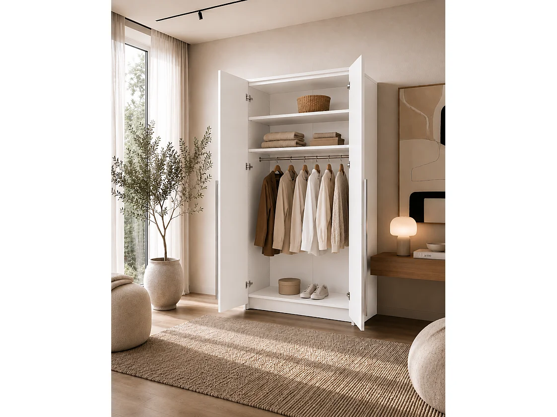 Wardrobe, White, 105 x 217,2 x 65 cm