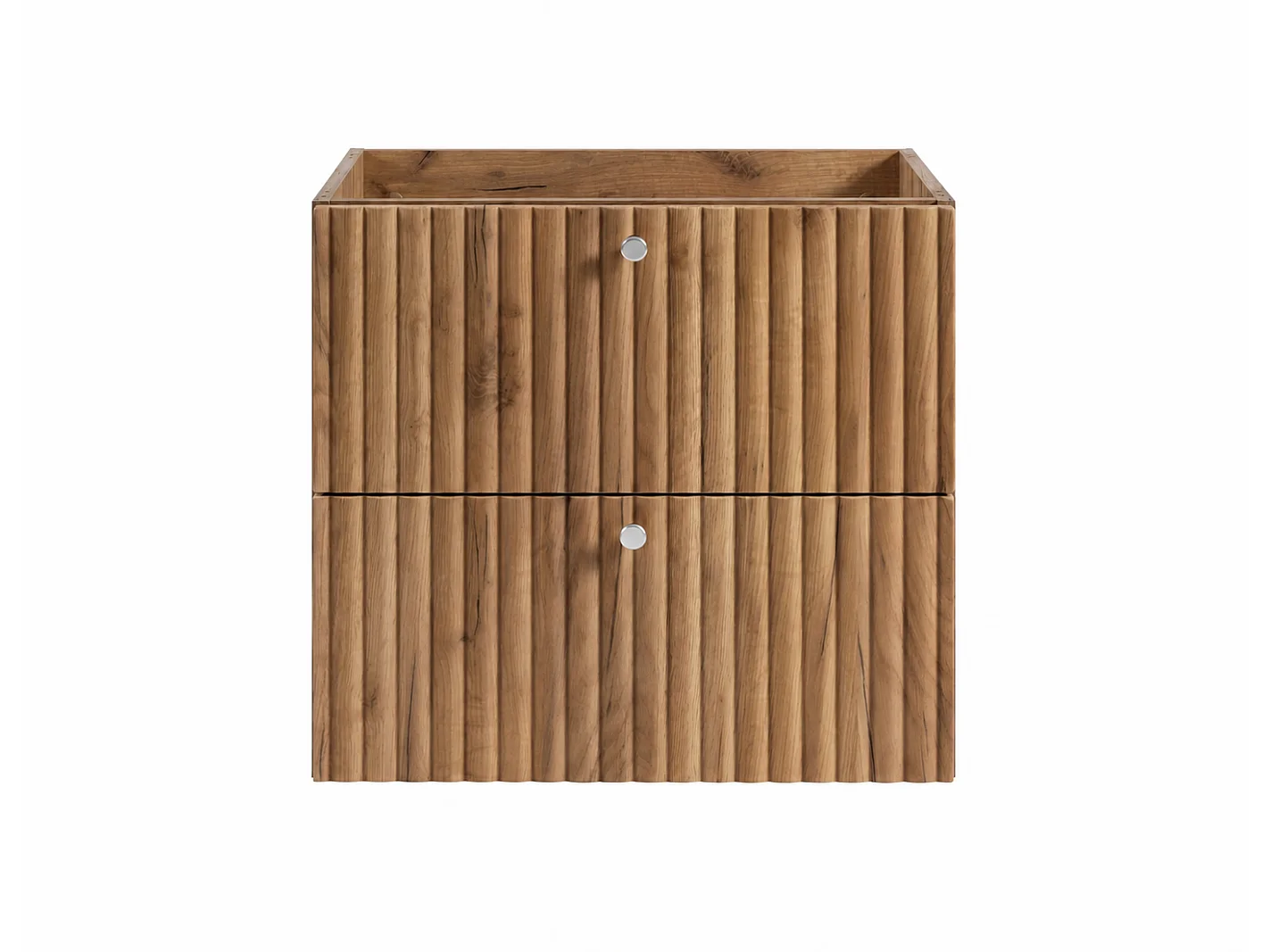 Væghængt badeværelsesskab med bordplade 60, eg craft guld + bordplade eg craft, greb i tre farver, 60 x 44,4 x 58,6 cm