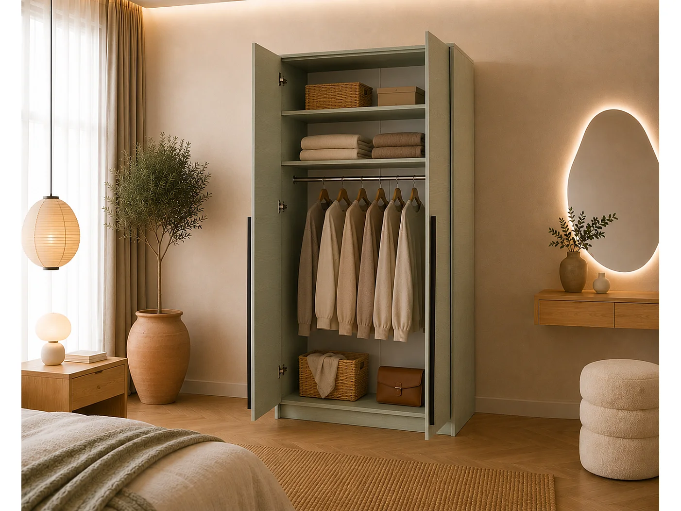 Wardrobe, Eucalyptus, 105 x 217,2 x 65 cm