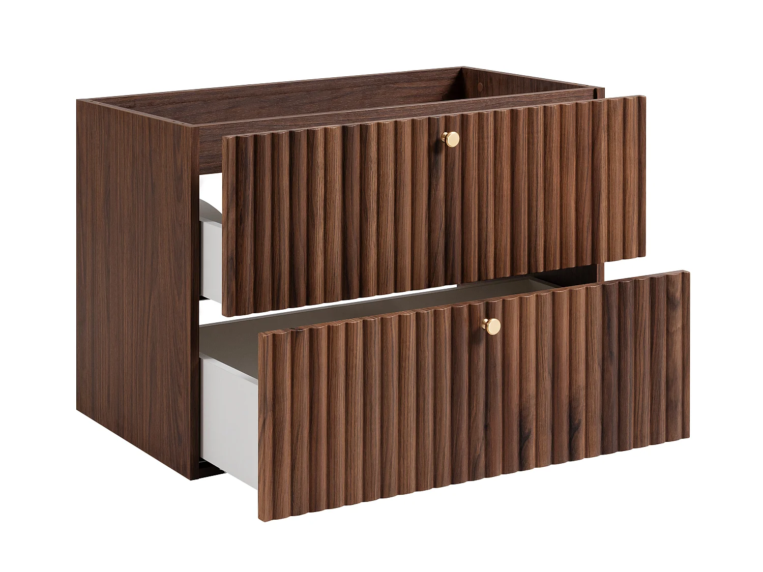 Wall-hung bathroom cabinet with countertop 80, walnut oak + walnut oak countertop, handles in three colours, 80 x 44,4 x 58,6 cm