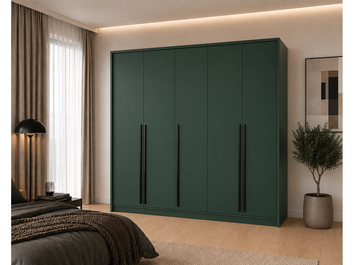 Roupeiro, Verde Garrafa, 255 x 217,2 x 65 cm