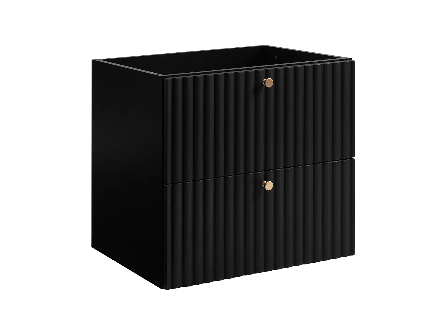 Free-standing bathroom cabinet with countertop 60, black + craft oak countertop, handles in three colours, gold legs, 60 x 44,4 x 73,6 cm