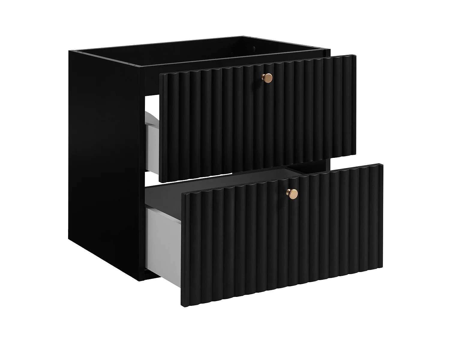 Free-standing bathroom cabinet with countertop 60, black + craft oak countertop, handles in three colours, gold legs, 60 x 44,4 x 73,6 cm