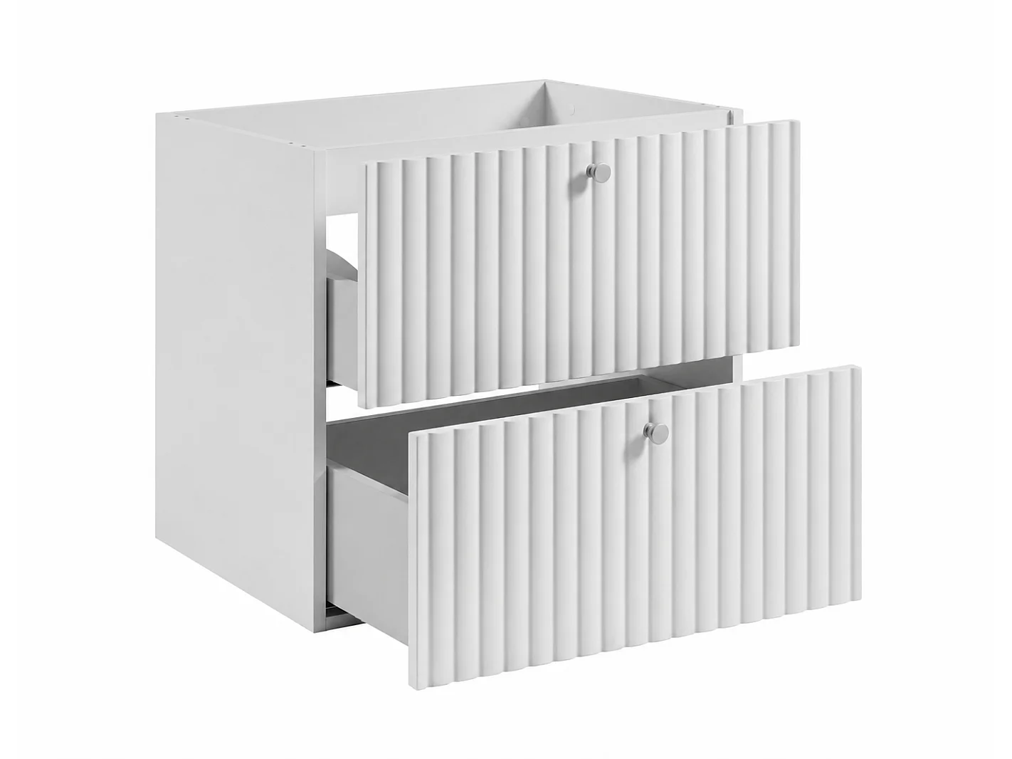 Mueble de baño suspendido con encimera 60, blanco + encimera con efecto mármol Bianco, tiradores en tres colores, 60 x 44,4 x 58,6 cm