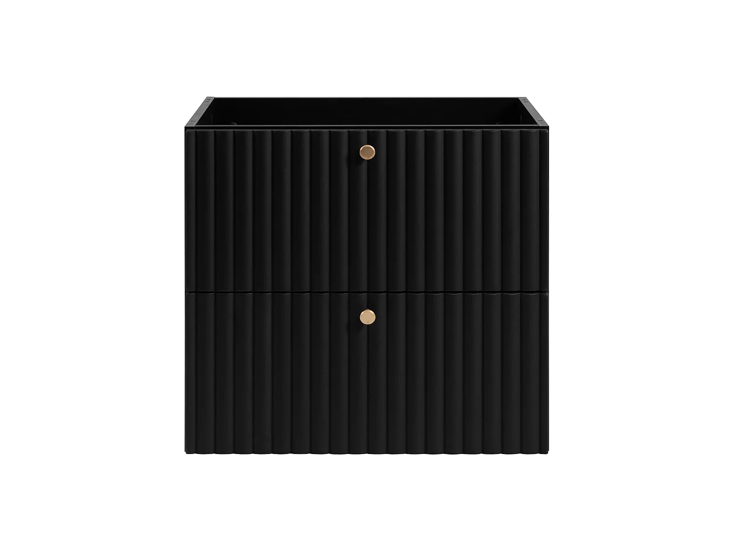Meuble de salle de bain suspendu avec niche pour vasque 60 noir, poignées en trois couleurs, 60 x 44,4 x 57 cm