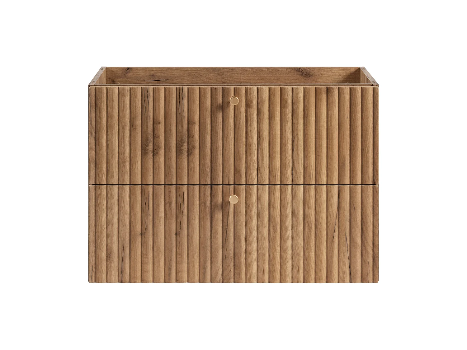 Meuble de salle de bain suspendu avec niche pour vasque 80 chêne craft doré, poignées en trois couleurs, 80 x 44,4 x 57 cm