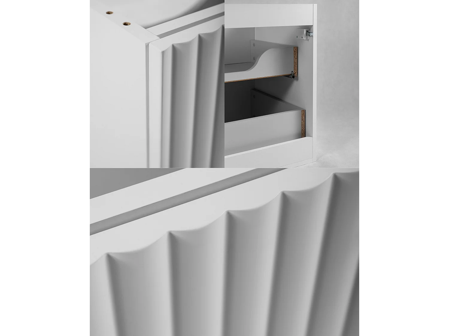 Meuble de salle de bain suspendu avec niche pour vasque 80 blanc, poignées en trois couleurs, 80 x 44,4 x 57 cm