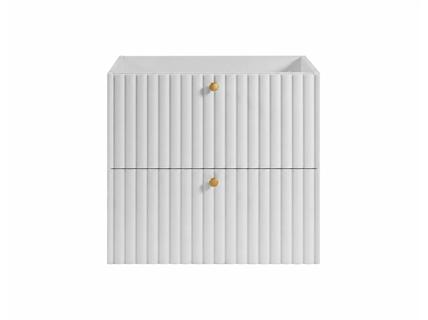 Mobile da bagno sospeso con piano 60, bianco + piano bianco, maniglie in tre colori, 60 x 44,4 x 58,6 cm