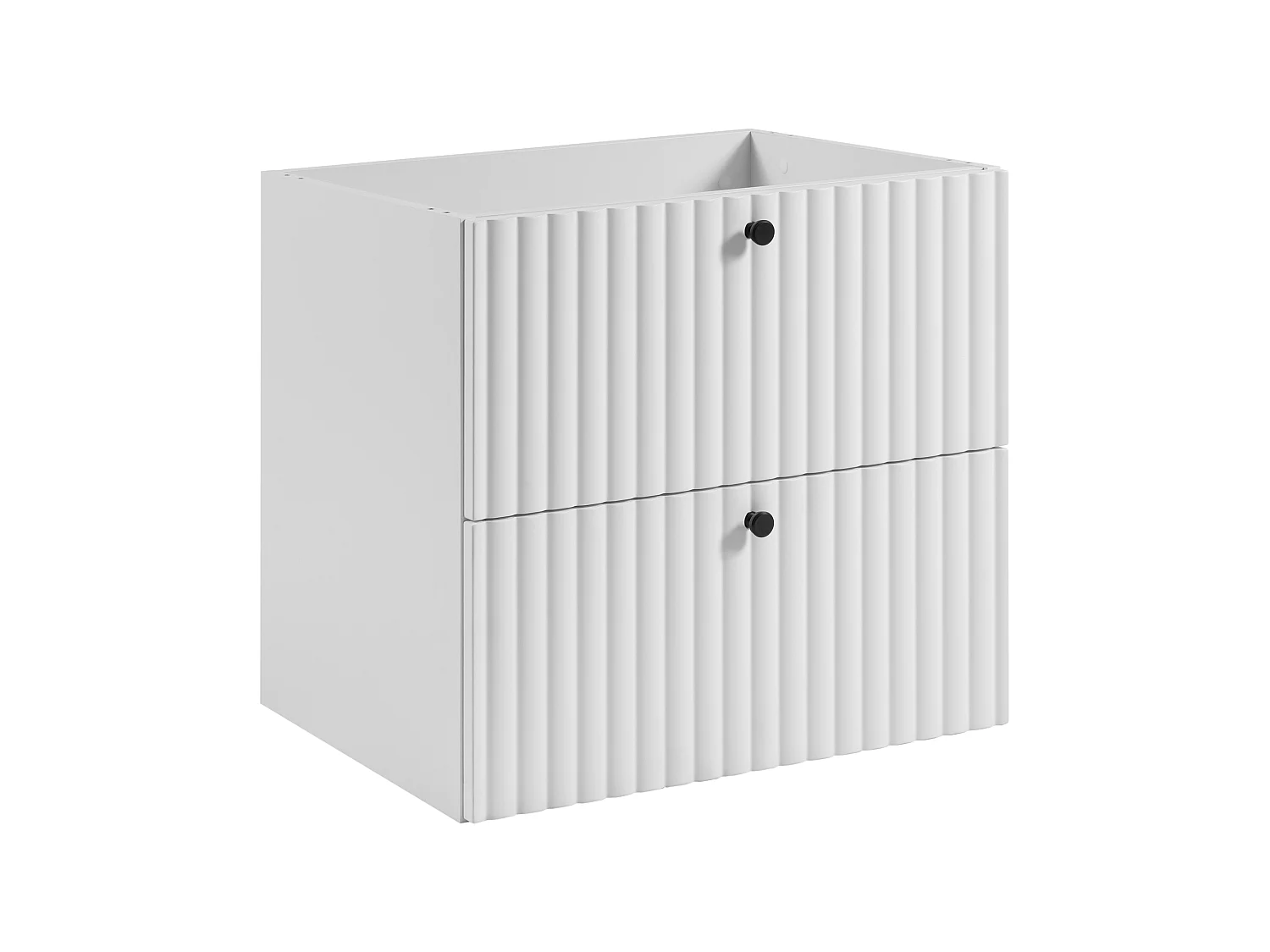 Mueble de baño suspendido con encimera 60, blanco + encimera blanca, tiradores en tres colores, 60 x 44,4 x 58,6 cm