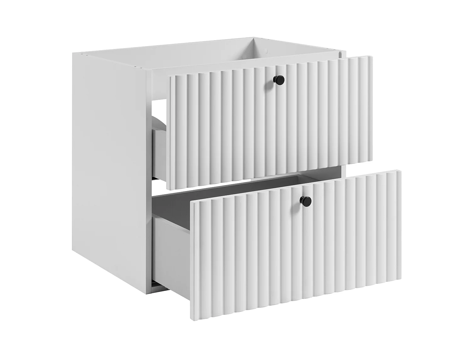 Mueble de baño suspendido con encimera 60, blanco + encimera blanca, tiradores en tres colores, 60 x 44,4 x 58,6 cm