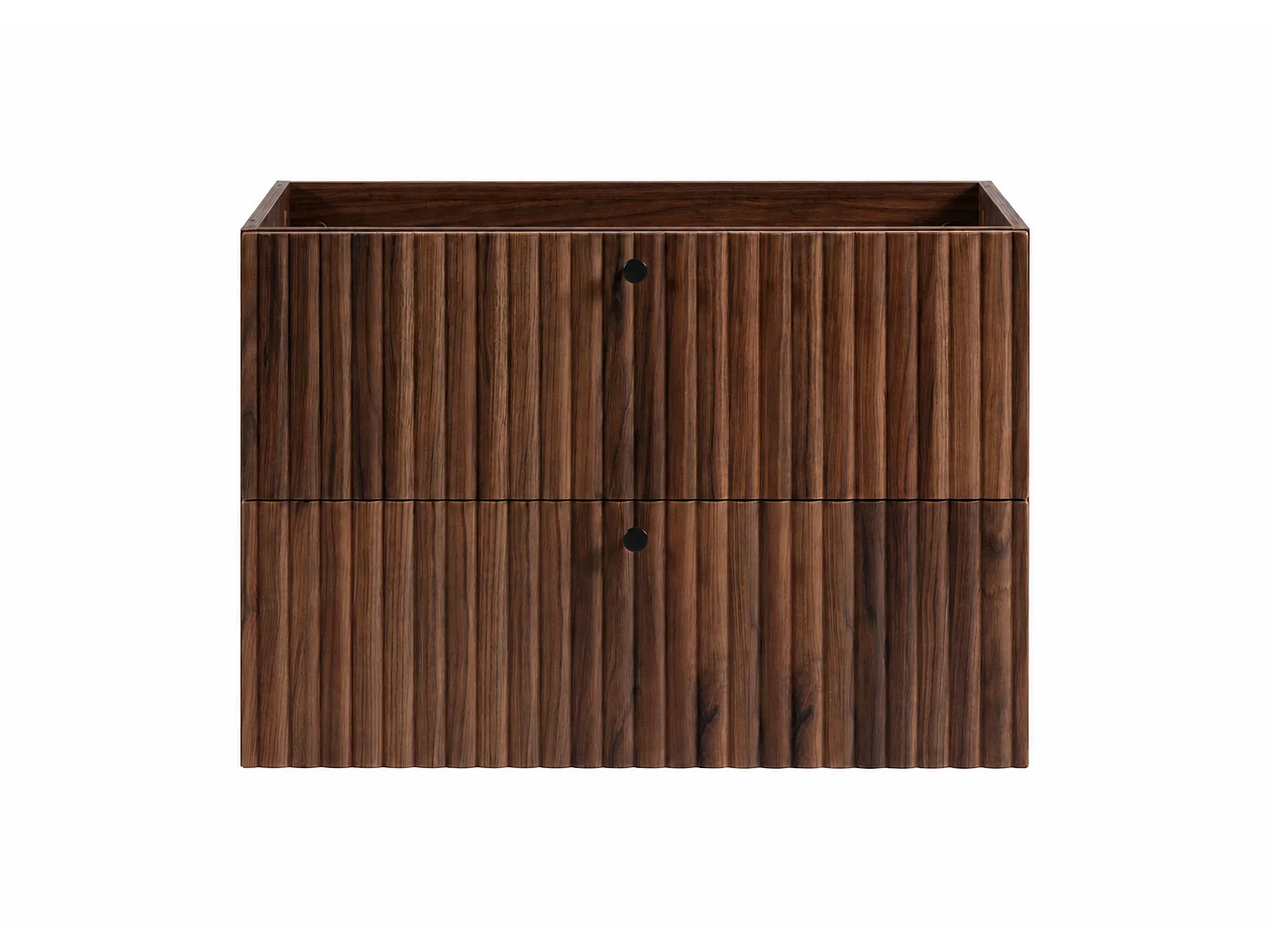 Meuble de salle de bain suspendu avec niche pour vasque 80 chêne noyer, poignées en trois couleurs, 80 x 44,4 x 57 cm
