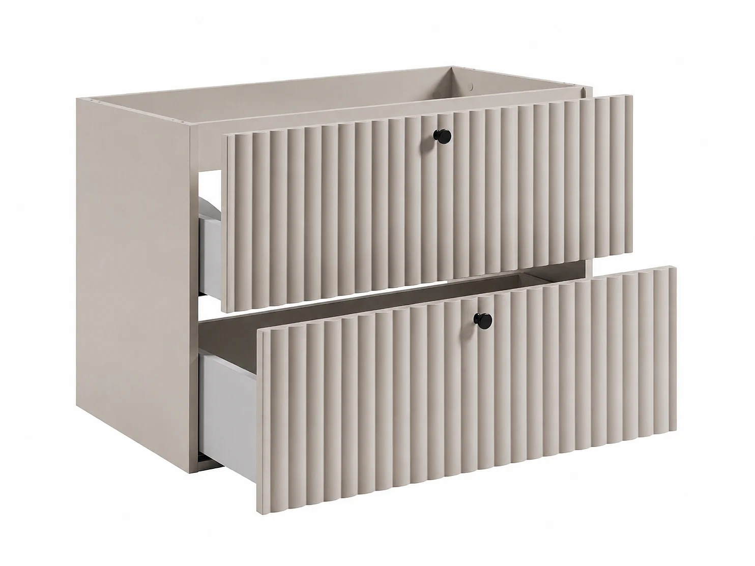 Mobile da bagno a terra con piano 80, cachemire + piano rovere noce, maniglie in tre colori, piedini neri, 80 x 44,4 x 73,6 cm