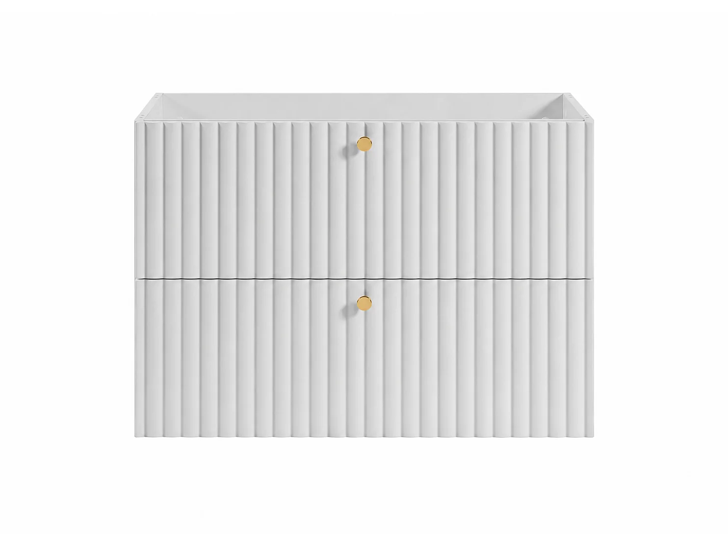 Mueble de baño suspendido con encimera 80, blanco + encimera roble nogal, tiradores en tres colores, 80 x 44,4 x 58,6 cm