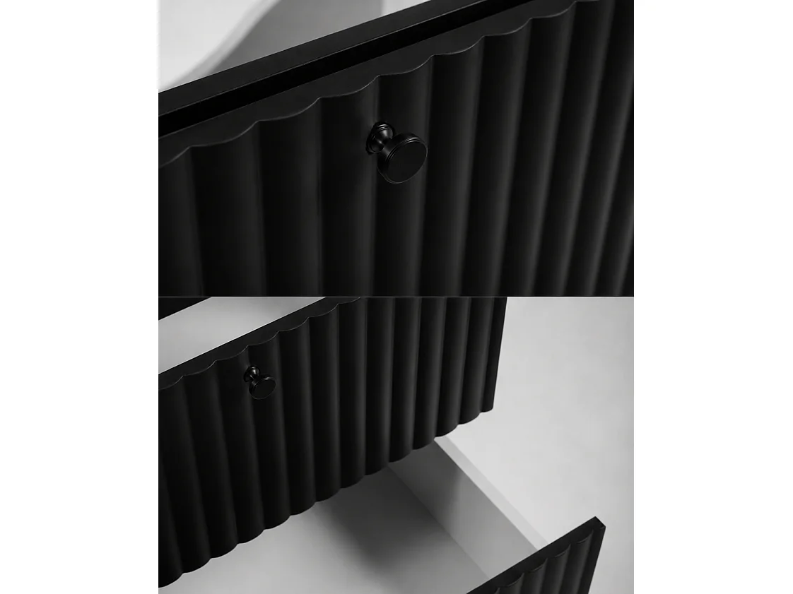 Meuble de salle de bain suspendu avec niche pour vasque 80 noir, poignées en trois couleurs, 80 x 44,4 x 57 cm