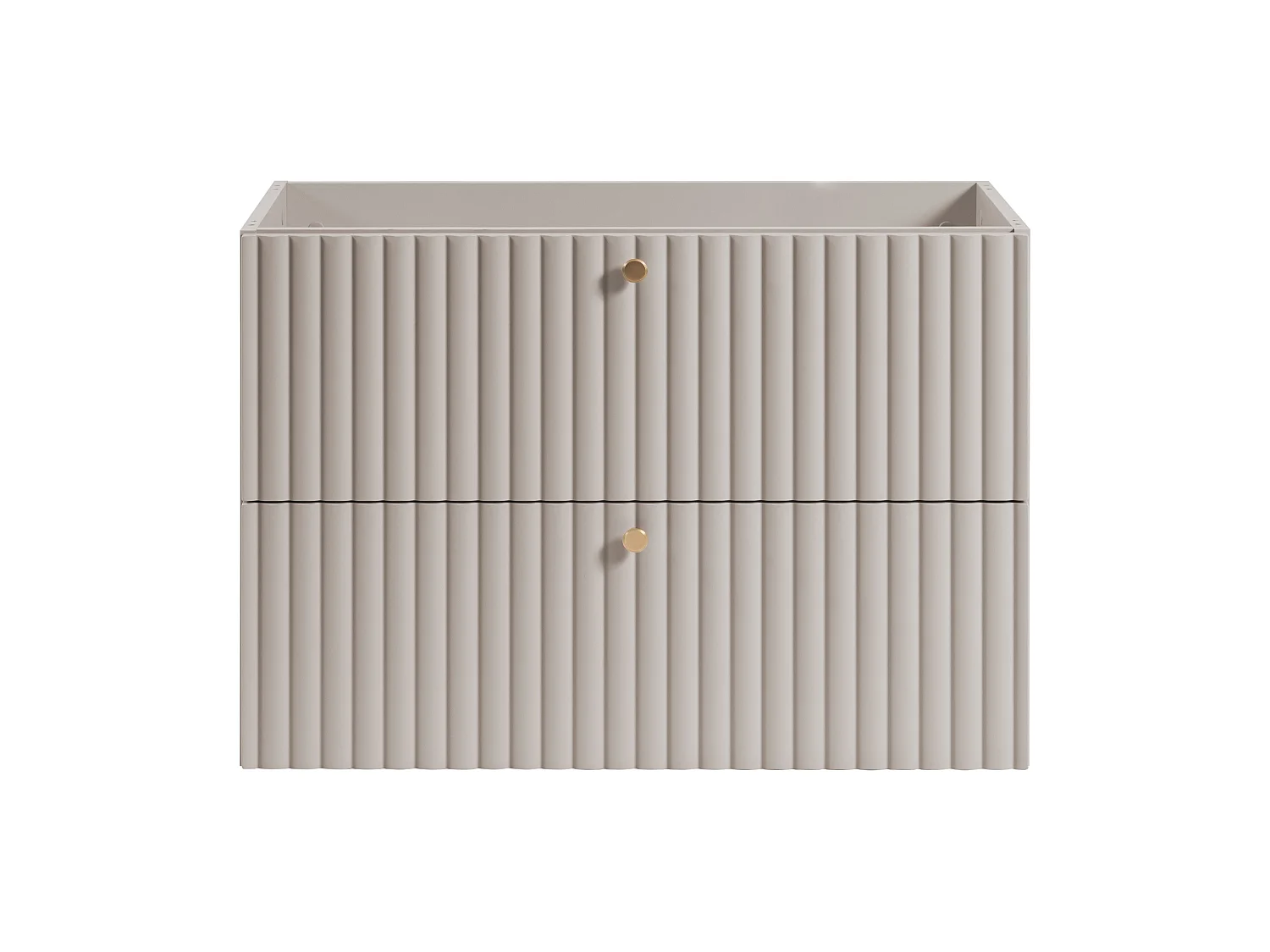 Meuble de salle de bain suspendu avec plan 80, cachemire + plan chêne noyer, poignées en trois couleurs, 80 x 44,4 x 58,6 cm