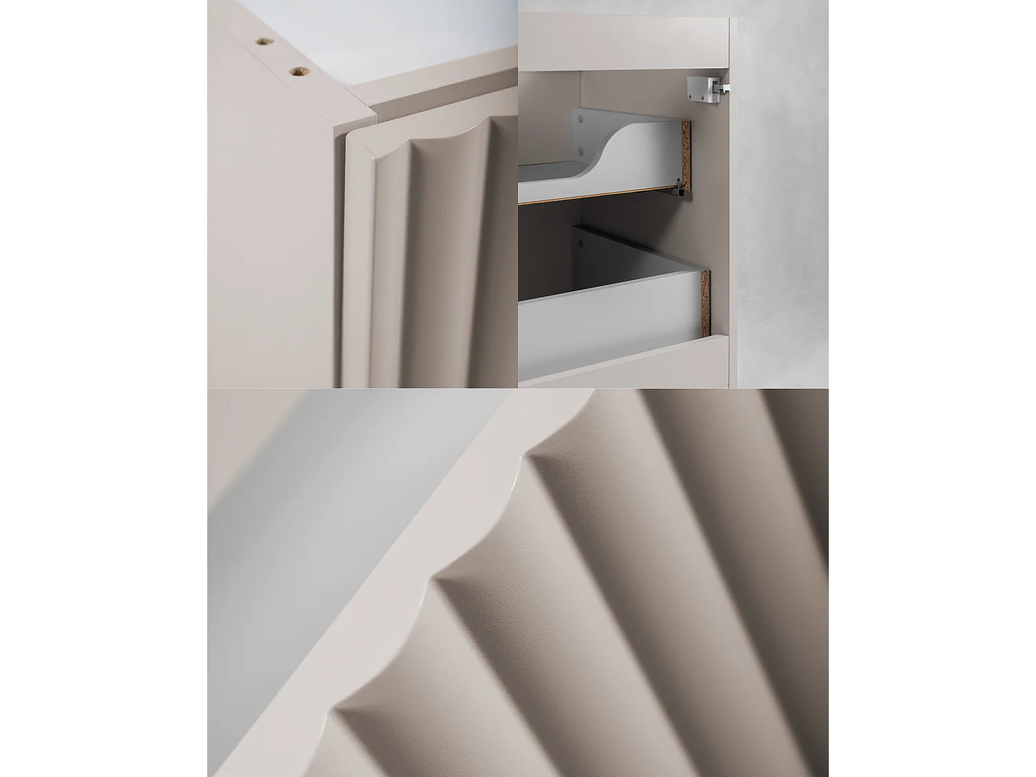 Meuble de salle de bain suspendu avec plan 80, cachemire + plan chêne noyer, poignées en trois couleurs, 80 x 44,4 x 58,6 cm