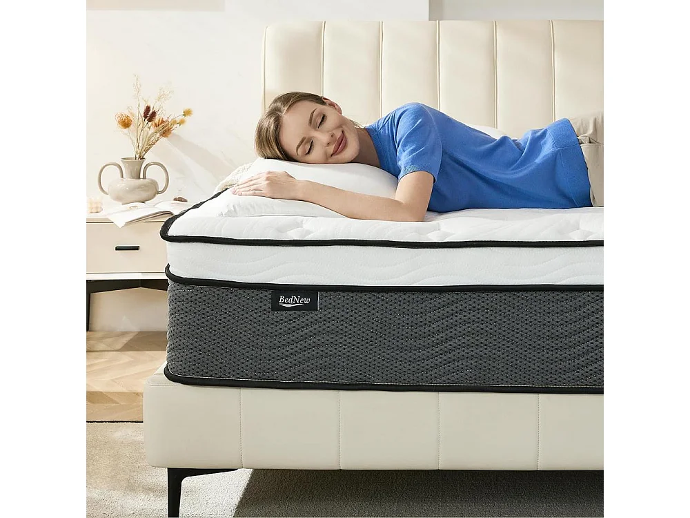 Matelas 90×200 cm - Matras ressort H3 Hauteur 31 cm - Matelas hybride orthopédique de poche à 7 zones avec couche de mousse mémoire confort