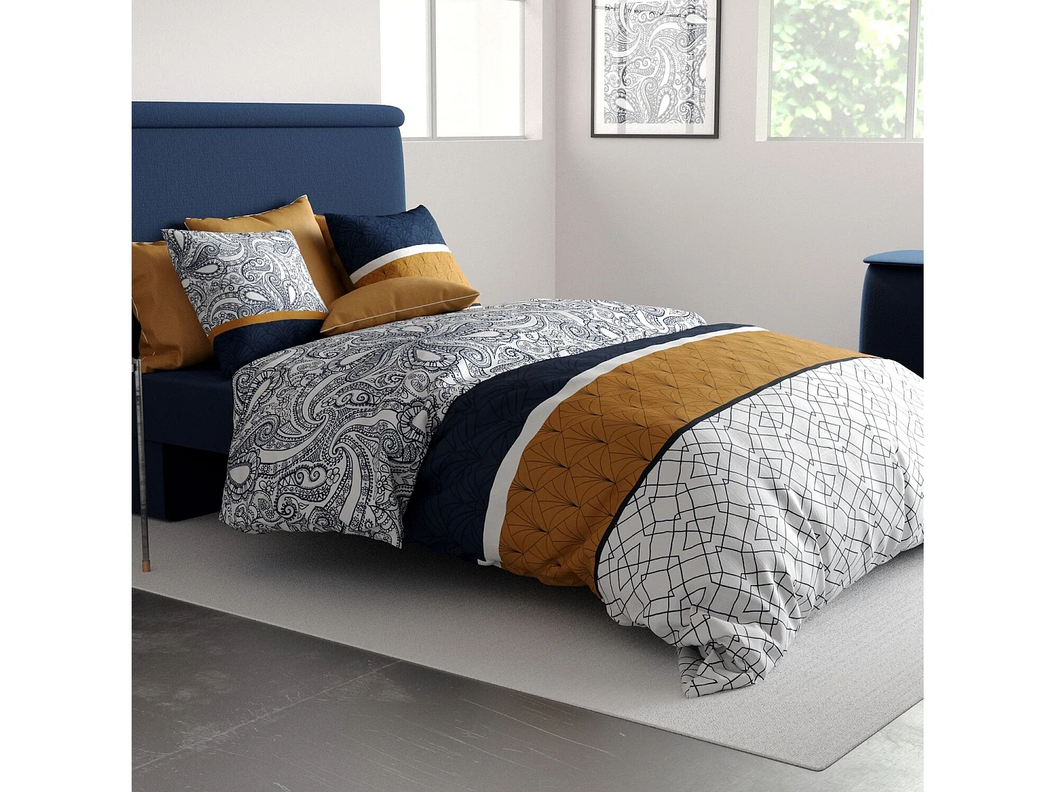 Parure Housse De Couette Dakota 100% Coton Imprimée