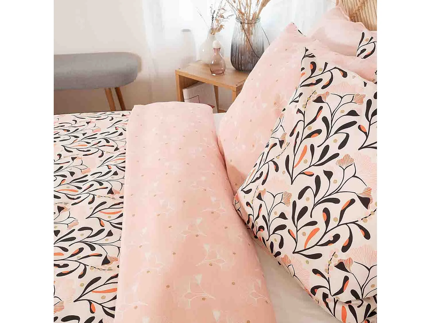 Parure Housse De Couette Joy 100% Satin De Coton Imprimée