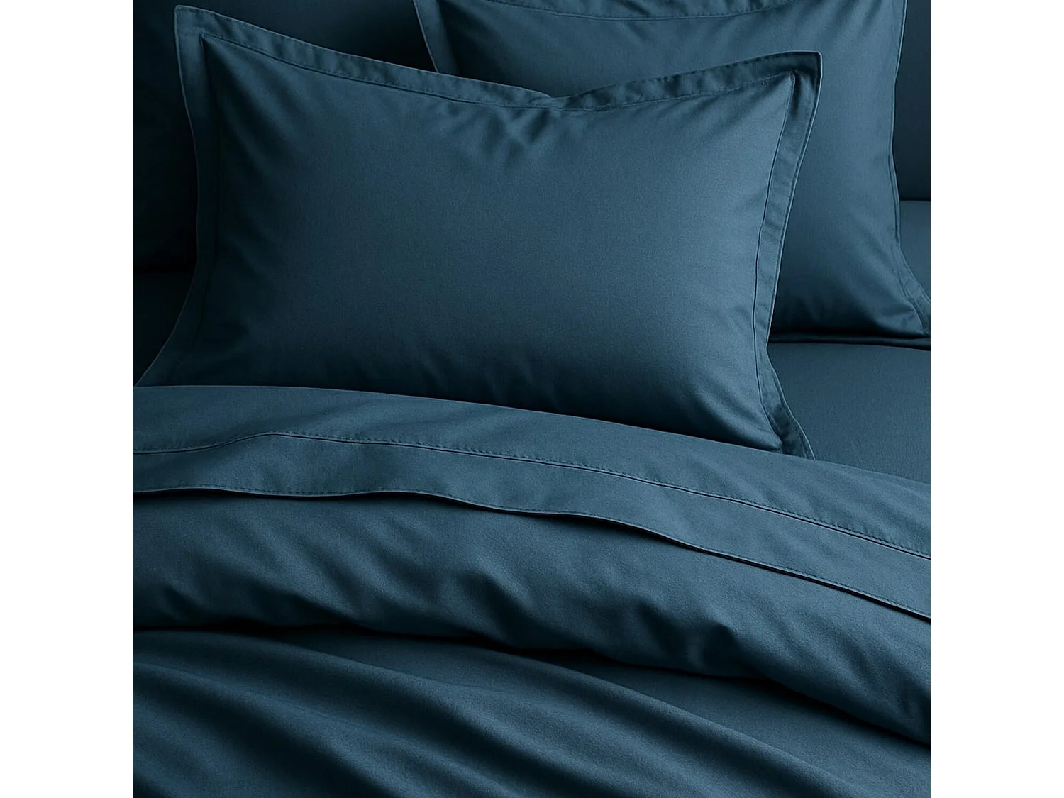 Parure Housse De Couette Bleu 100% Satin De Coton Imprimé