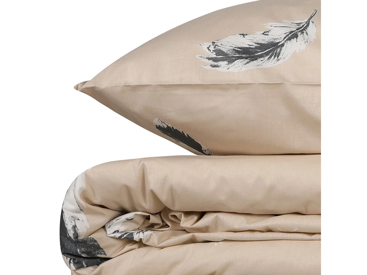 Parure housse de couette "Feather" 100% Coton Imprimée plumes