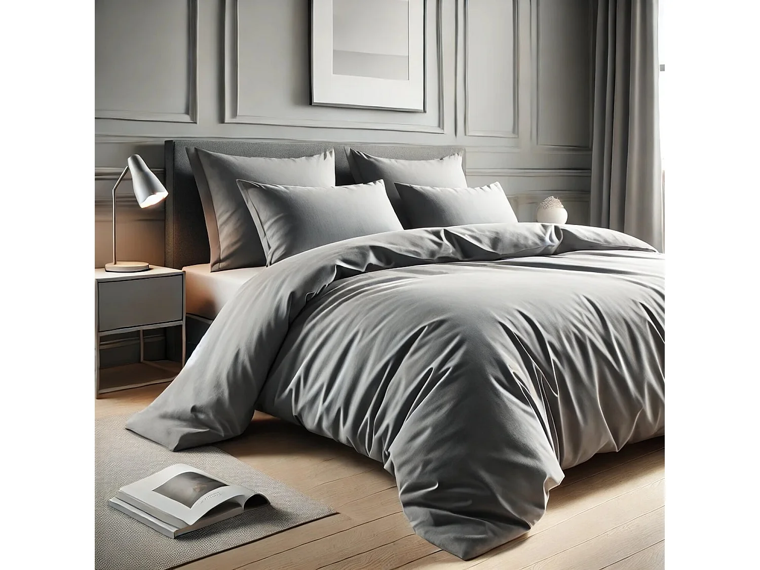 Parure housse de couette 100% coton silver