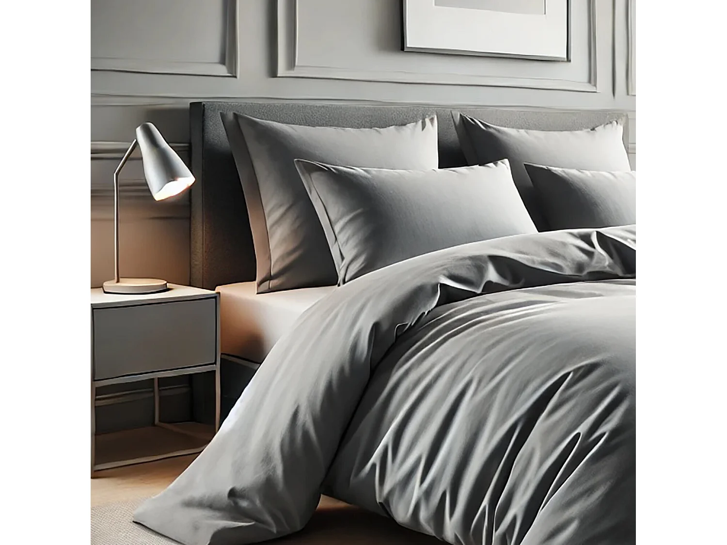 Parure housse de couette 100% coton silver