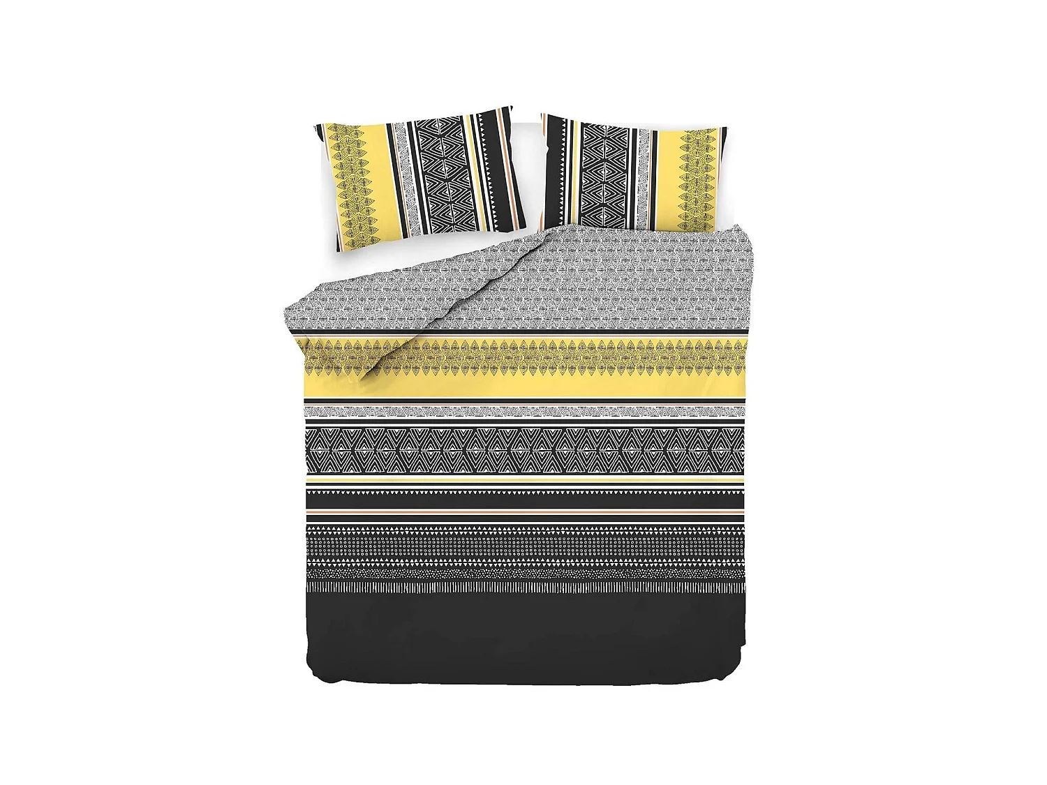 Parure Housse De Couette Formas Yellow 100% Coton Imprimée