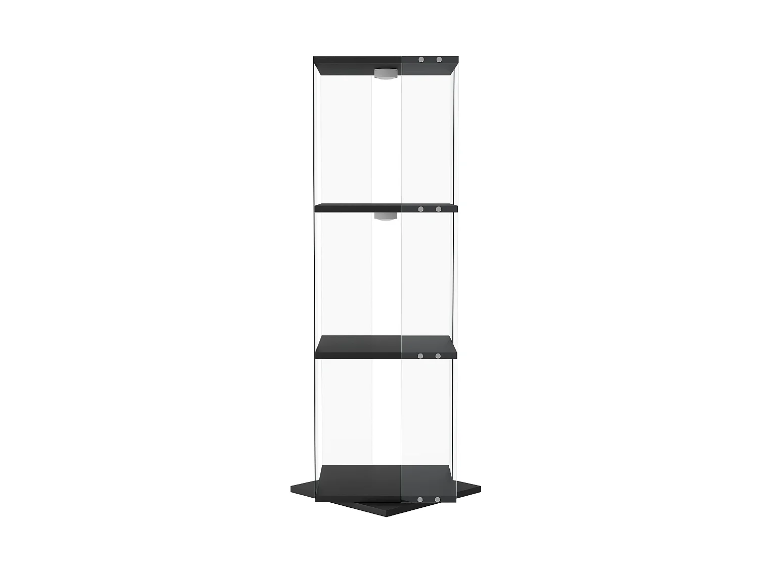 Vitrine salon noir - vitrine en verre avec LED et socle tournant 360° - vitrine 3 niveaux - sécurité anti-basculement - 38x38x121cm
