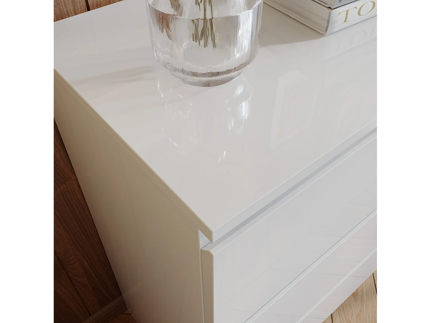 Commode avec 3 Tiroirs, Meuble de Rangement Laqué Blanc, Chambre et Salon, 78x36x77.5cm