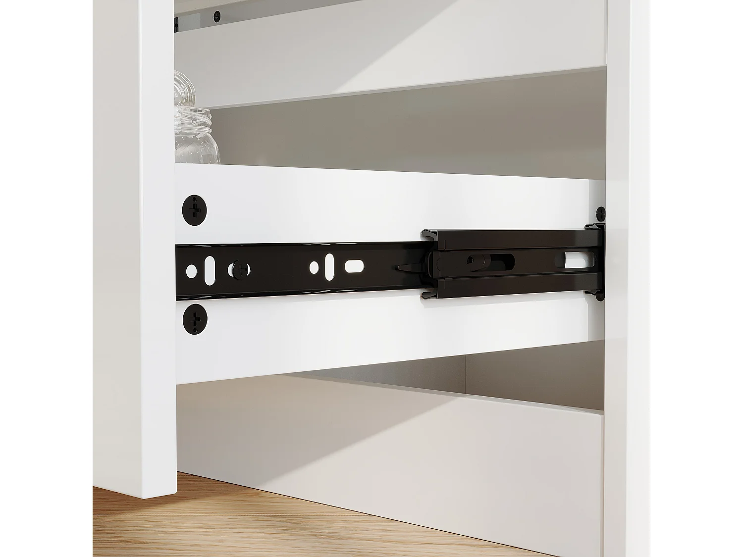 Commode avec 3 Tiroirs, Meuble de Rangement Laqué Blanc, Chambre et Salon, 78x36x77.5cm