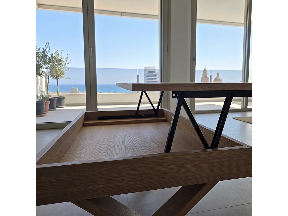 Tavolino da salotto elevabile in rovere naturale 110x60 cm