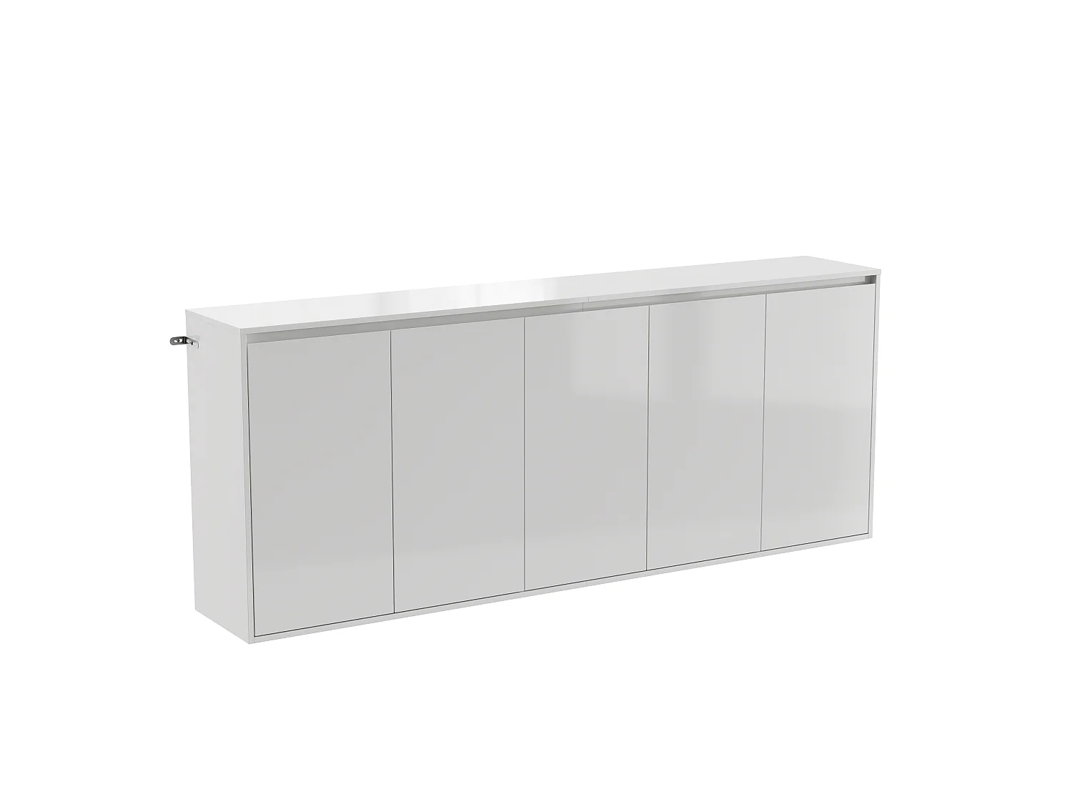 Buffet blanc brillant avec 5 portes et étagères, Éclairage LED réglable, 200x35x80, Salon et chambre