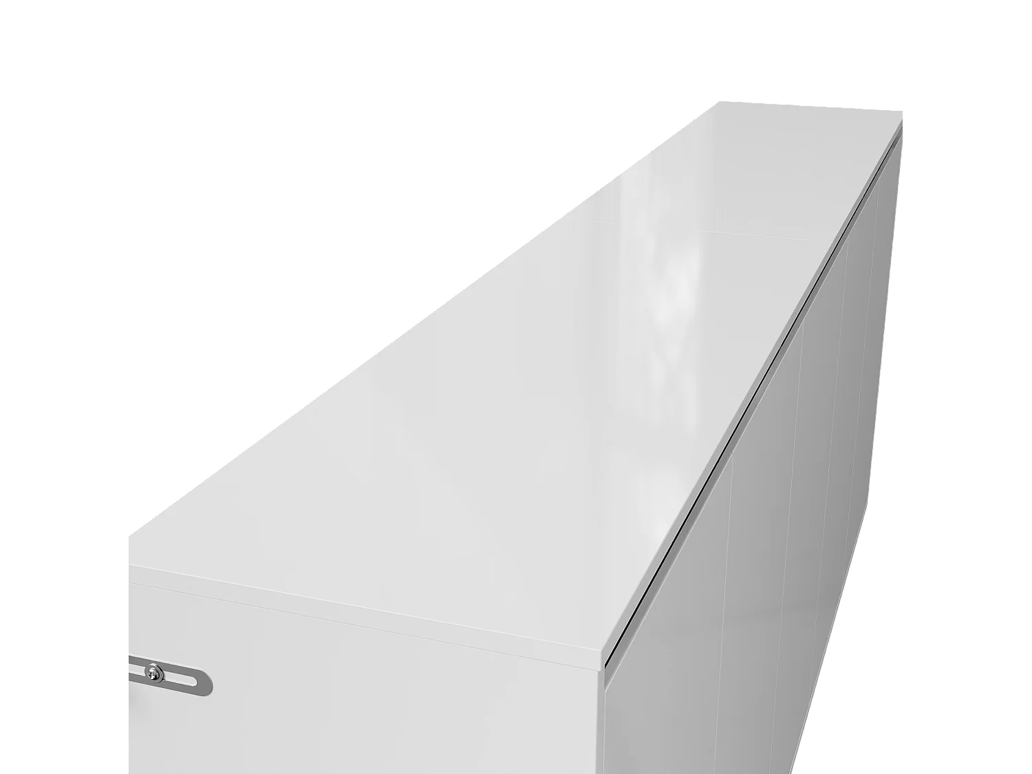 Buffet blanc brillant avec 5 portes et étagères, Éclairage LED réglable, 200x35x80, Salon et chambre
