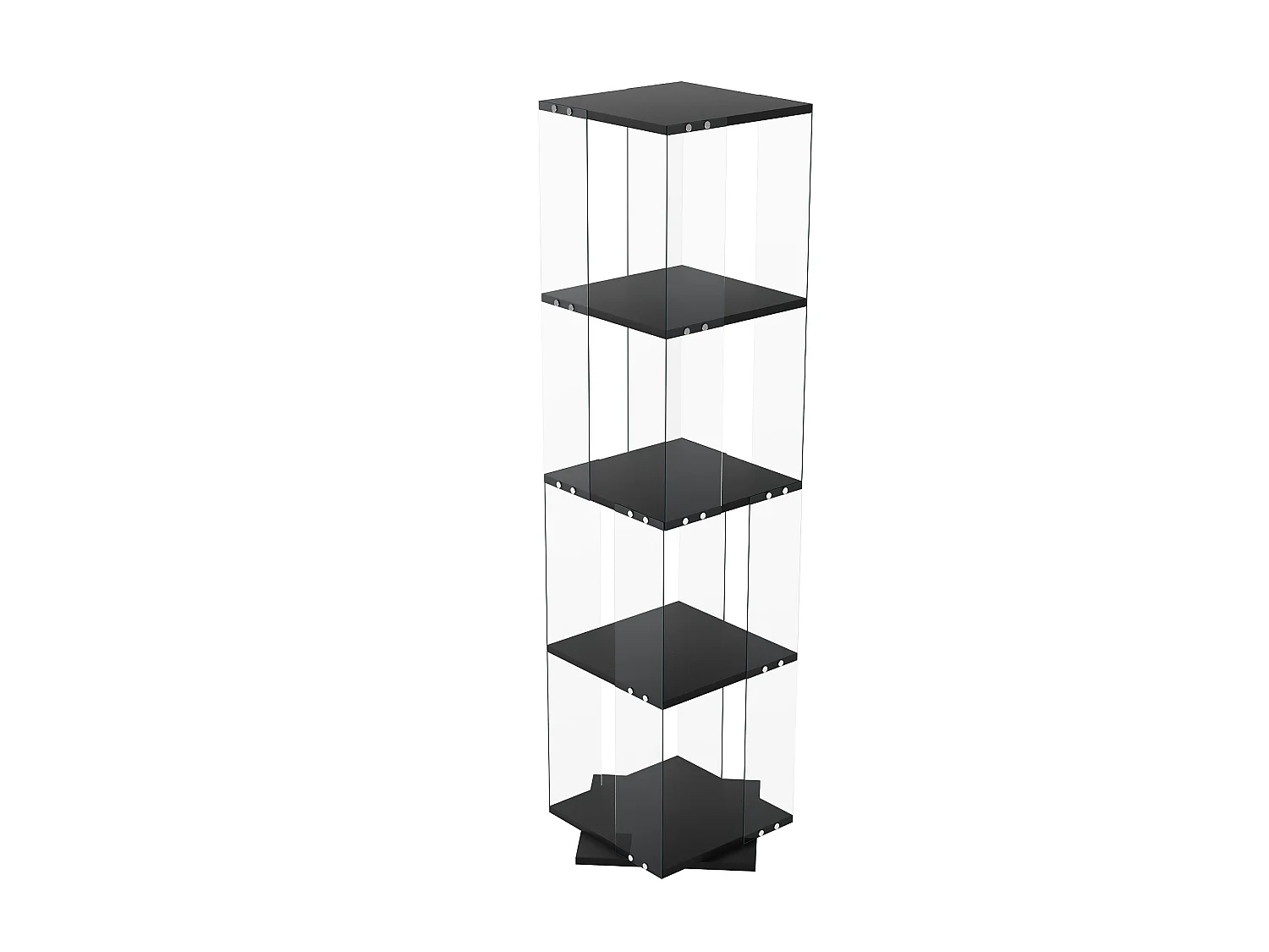 Vitrine en Verre avec LED et Socle Tournant 360° - Étagères Réglables - Sécurité Anti-Basculement - Rangement Polyvalent - Noir
