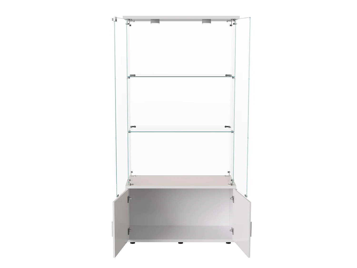 Vitrine salon,Vitrine en Verre avec LED et Serrure,2 Portes en Verre Trempé,Poignées Aluminium,Rangement Sécurisé,vitrine bois blanc