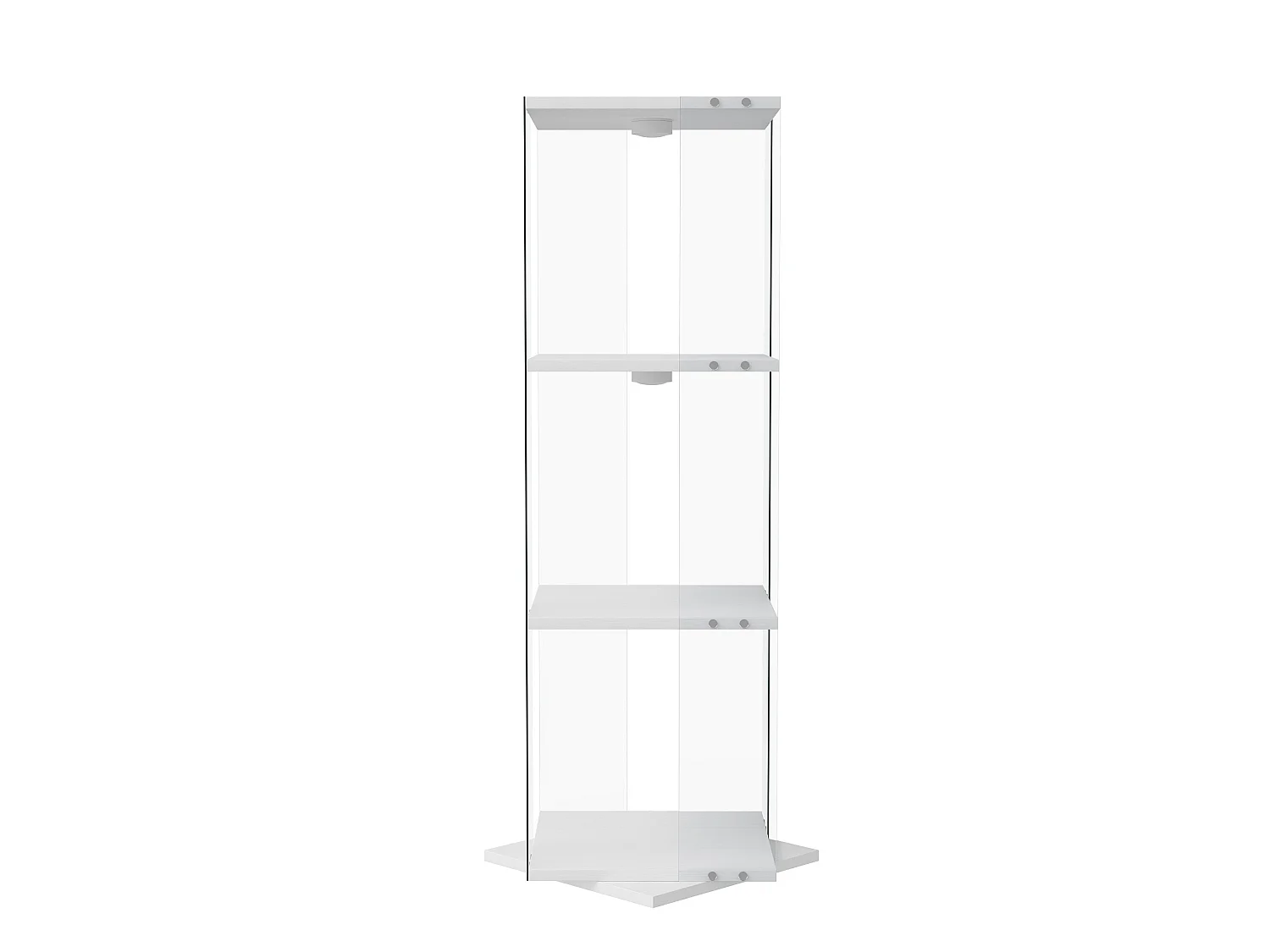 Vitrine salon blanc - vitrine en verre avec LED et socle tournant 360° - vitrine 3 niveaux - sécurité anti-basculement - 38x38x121cm