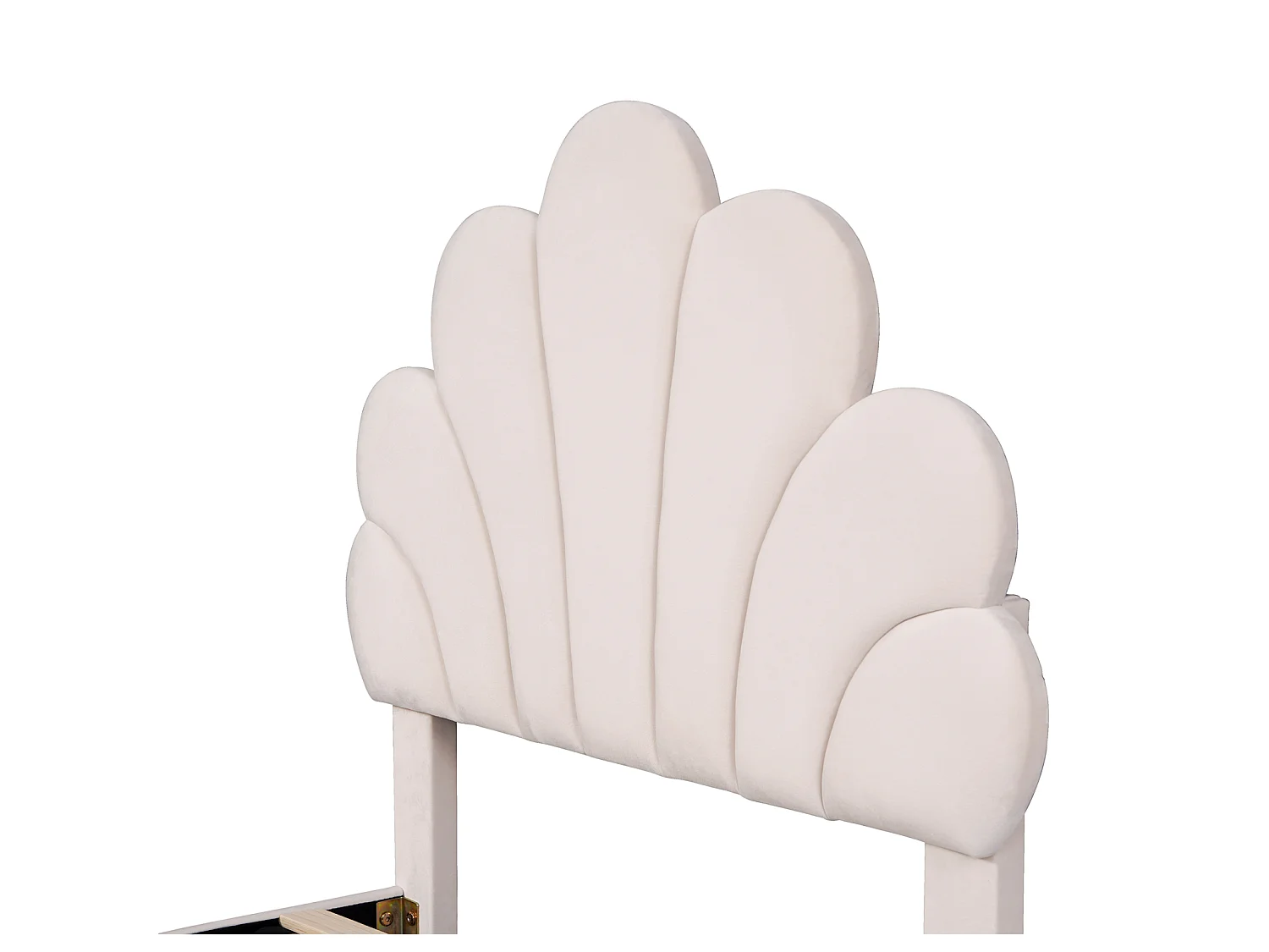 Lit enfant 90x200cm,cadre de lit avec tête réglable en hauteur et sommier à lattes,pour fille garçons,bois et velours,1 place,beige