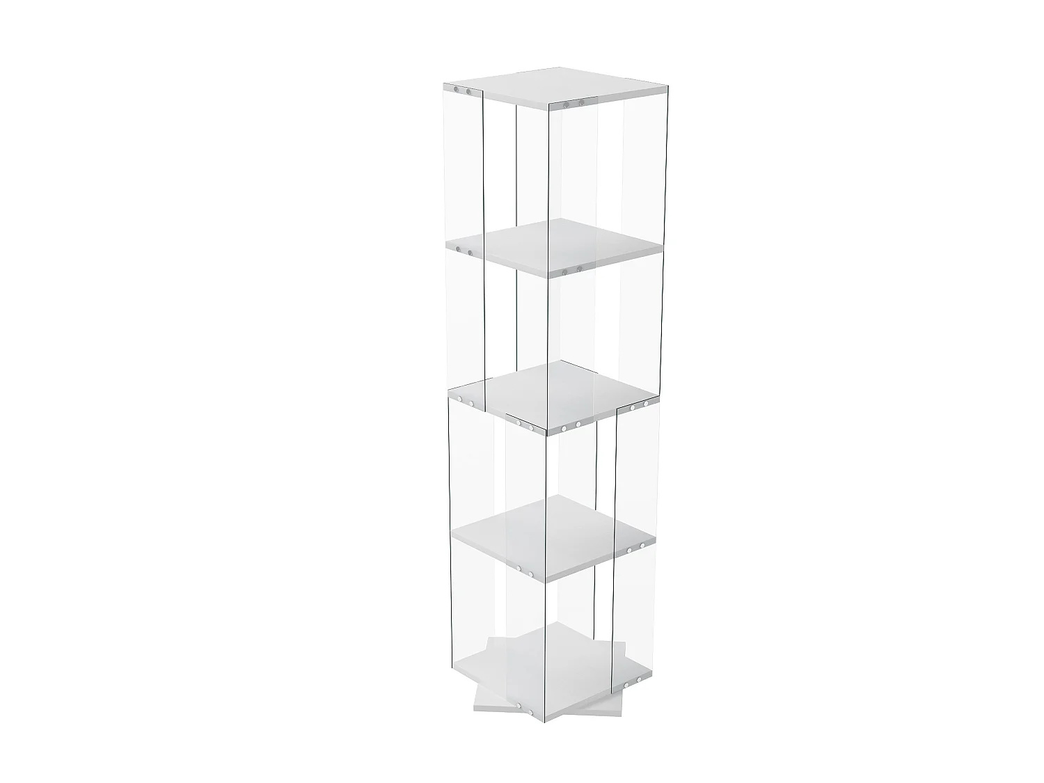 Vitrine en Verre avec LED et Socle Tournant 360° - Étagères Réglables - Sécurité Anti-Basculement - Rangement Polyvalent - Blanc