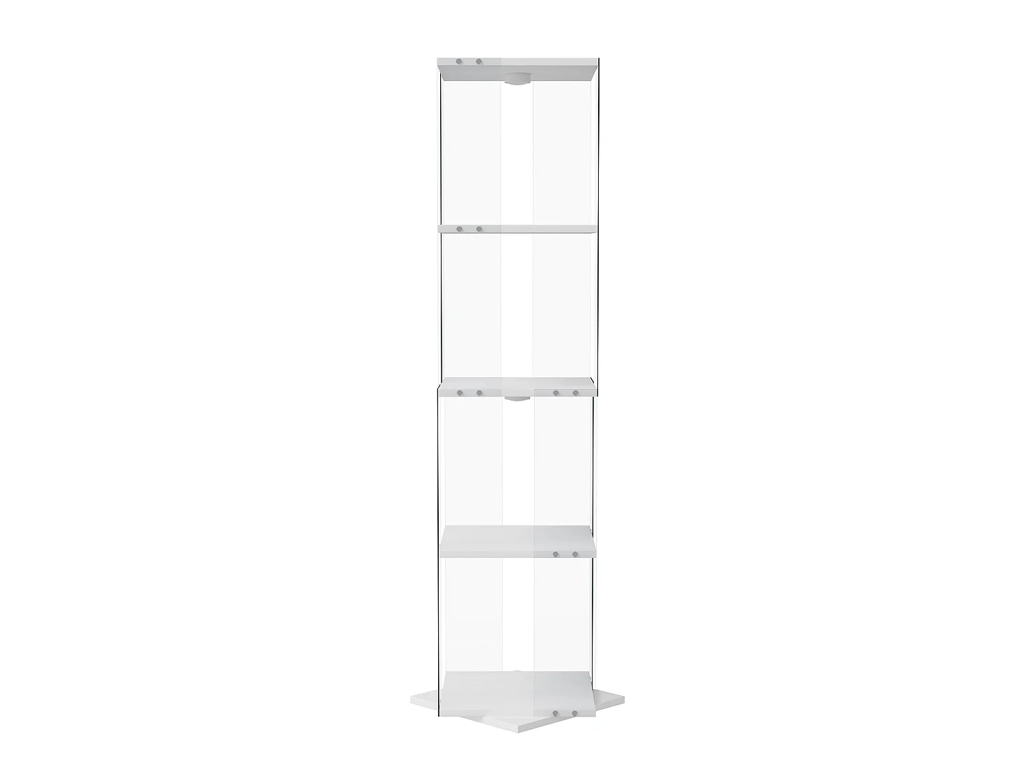 Vitrine en Verre avec LED et Socle Tournant 360° - Étagères Réglables - Sécurité Anti-Basculement - Rangement Polyvalent - Blanc