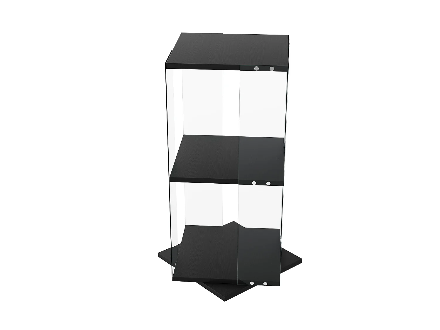 Vitrine en Verre avec Socle Tournant 360° et LED,Anti-Basculement, vitrine salon Rangement Vins/Collections, Design Moderne,Noir
