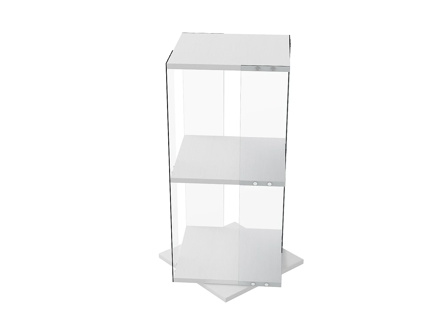 Vitrine en Verre avec Socle Tournant 360° et LED,Anti-Basculement, vitrine salon Rangement Vins/Collections, Design Moderne,blanc