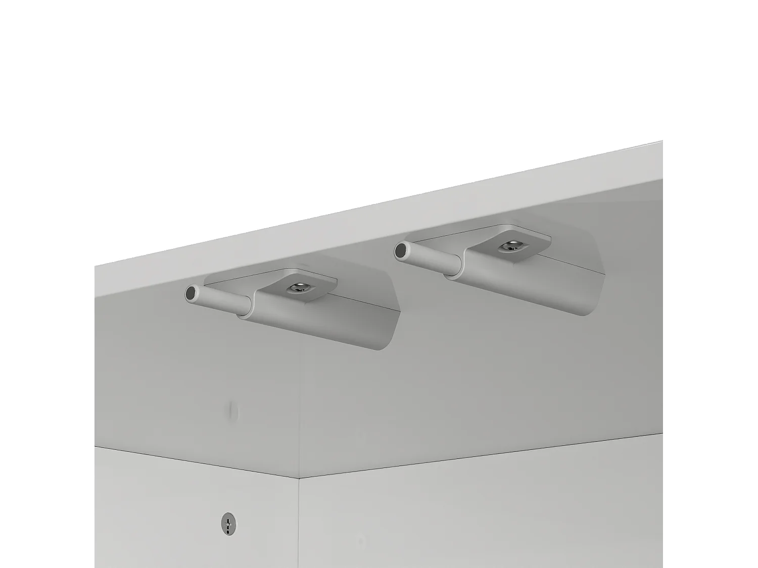 Buffet Blanc Brillant avec 4 Portes Mi-Vitrées, Éclairage LED Inclus, 150x40x80 cm, Salon et Chambre