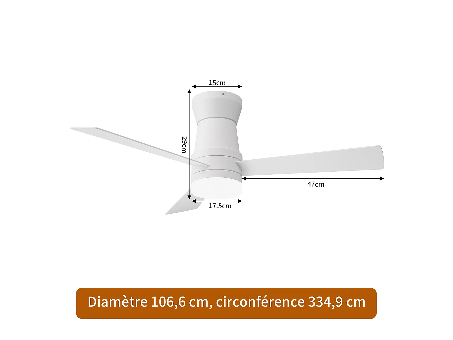 Stille LED-plafondventilator - 6 snelheden - Energiezuinig 15W - Vochtbestendig - Omkeerbare plafondventilator - Wit