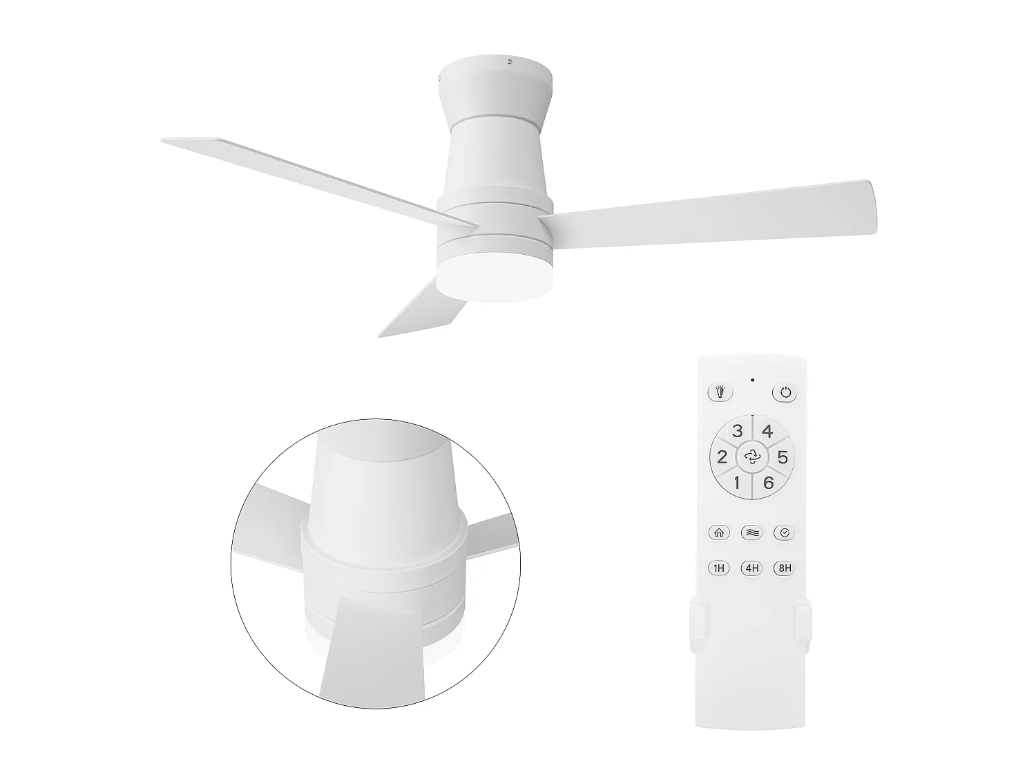 Stille LED-plafondventilator - 6 snelheden - Energiezuinig 15W - Vochtbestendig - Omkeerbare plafondventilator - Wit